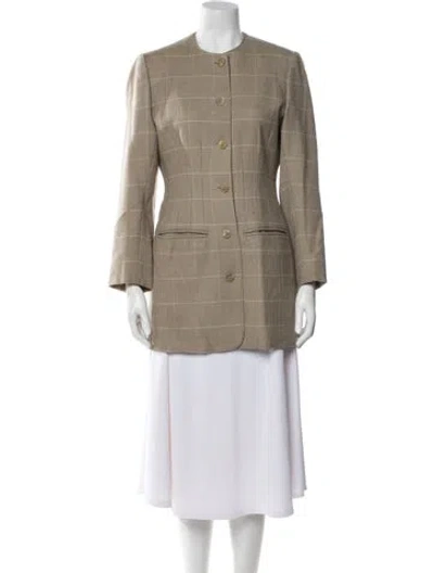 Pre-owned Ivan Grundahl Wool Plaid Print Blazer In Neutral