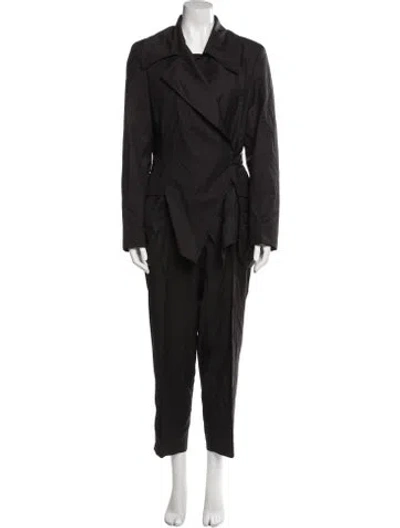 Pre-owned Ivan Grundahl Wool Ruffle Embellishment Pantsuit In Black