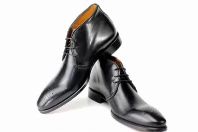 Pre-owned Ivan Troy Andre Black Men's Leather Dress Ankle Boots  / Made In Italy