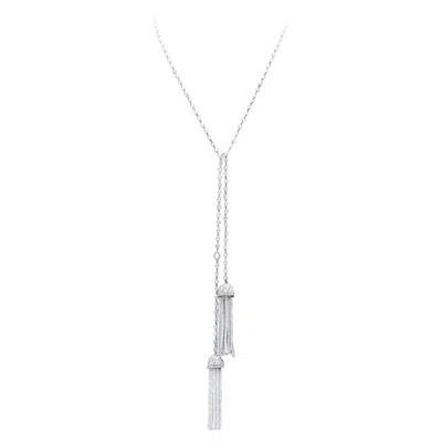 Pre-owned Ivanka Trump 116.77 Carats Briolette Diamond Tassel Necklace In White Gold