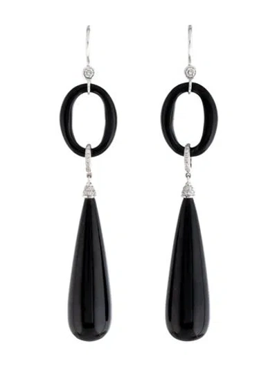 Pre-owned Ivanka Trump 18k Onyx & Diamond Drop Earrings In Multicolor