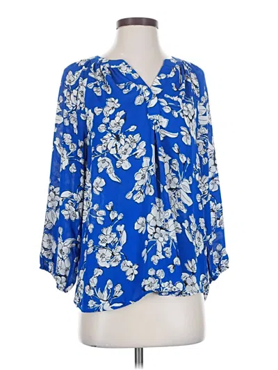 Pre-owned Ivanka Trump 3/4 Sleeve Blouse In Blue