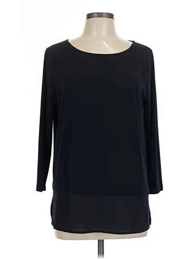 Ivanka Trump 3/4 Sleeve Top Black Boatneck Tops