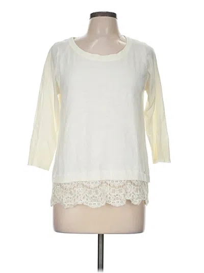 Pre-owned Ivanka Trump 3/4 Sleeve Top Ivory Boatneck Tops