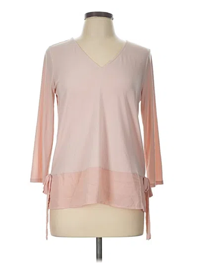 Pre-owned Ivanka Trump 3/4 Sleeve Top Pink V-neck Tops