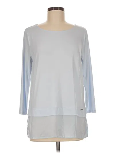 Pre-owned Ivanka Trump 3/4 Sleeve Top Silver Boatneck Tops
