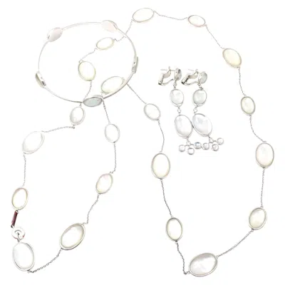 Pre-owned Ivanka Trump Bubble Diamond Crystal Mop Set Of Gold Necklace Bracelet & Earrings In Multi