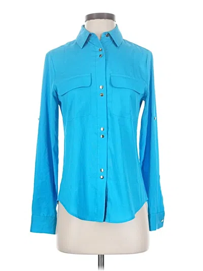Pre-owned Ivanka Trump Long Sleeve Blouse In Blue