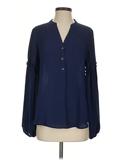 Pre-owned Ivanka Trump Long Sleeve Blouse In Blue