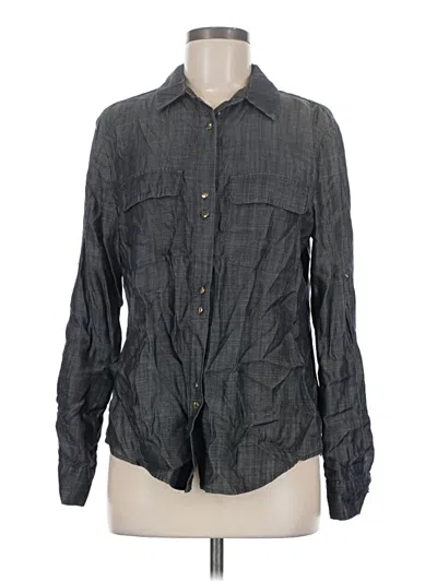 Pre-owned Ivanka Trump Long Sleeve Button Down Shirt In Gray