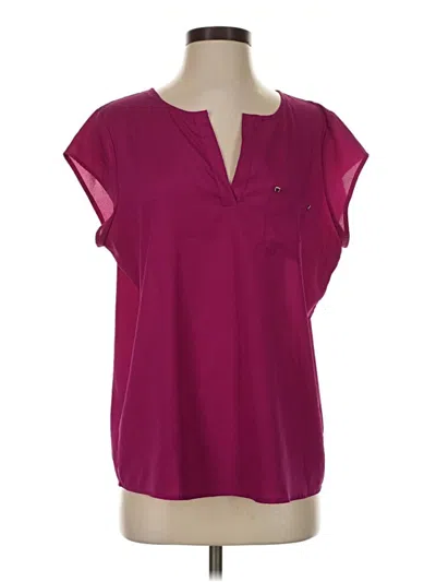 Pre-owned Ivanka Trump Short Sleeve Blouse In Burgundy