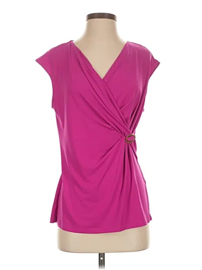 Pre-owned Ivanka Trump Short Sleeve Top Pink Plunge Neckline Tops