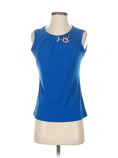 Pre-owned Ivanka Trump Sleeveless Top Blue Crew Neck Tops