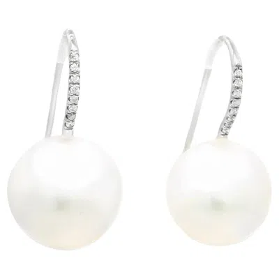 Pre-owned Ivanka Trump South Sea Pearl & Natural Diamond French Wire Earrings In Stock In Multi
