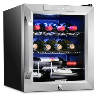 Ivation 12 Bottle Compressor Wine Cooler Refrigerator W/lock | Large Freestanding Wine Cellar For Red, White In Stainless Steel