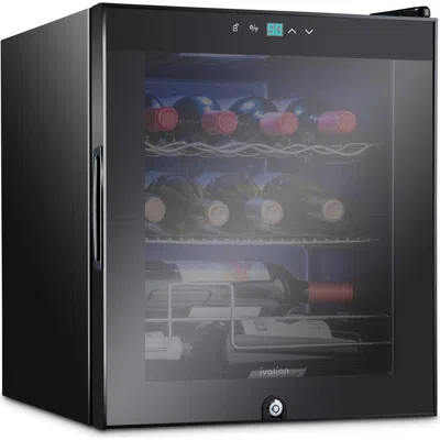 Ivation 12 Bottle Compressor Wine Refrigerator, Cube Wine Cooler With Lock In Black