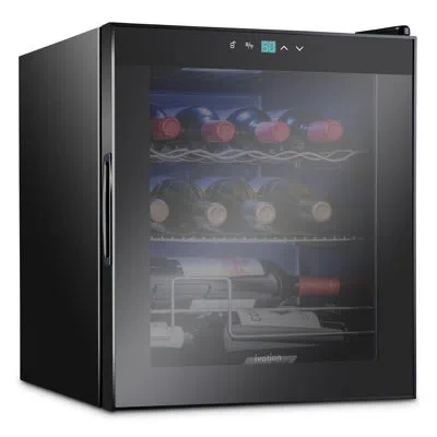 Ivation 12 Bottle Single Zone Freestanding Wine Refrigerator In Black
