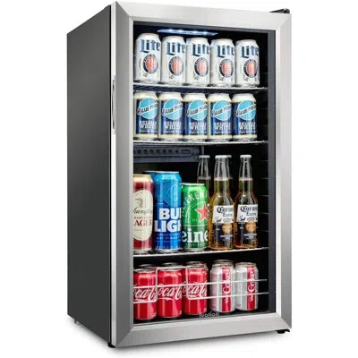 Ivation 126 Can Freestanding Beverage Refrigerator In Stainless Steel