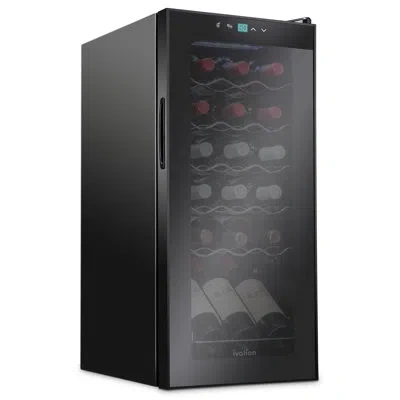 Ivation 18 Bottle Single Zone Freestanding Wine Refrigerator In Black
