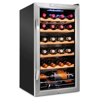 Ivation 24 Bottle Freestanding Wine Refrigerator In Stainless Steel