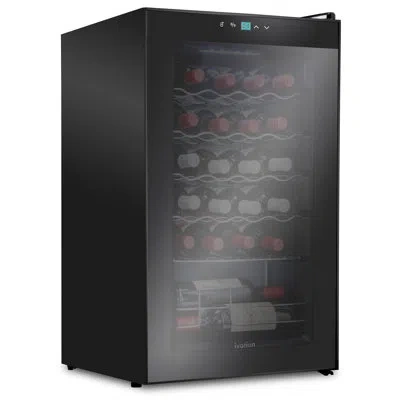 Ivation 24 Bottle Single Zone Freestanding Wine Refrigerator In Black