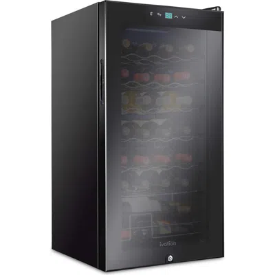 Ivation 28 Bottle Compressor Wine Refrigerator, Freestanding Wine Cooler With Lock In Black