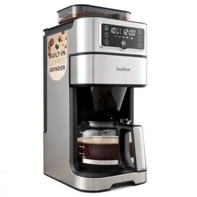 Ivation 2-in-1 Drip Coffee Maker & Grinder – Programmable Auto Brew & Timer - Warming Plate - 10 Cup - Reusa In Black;gray