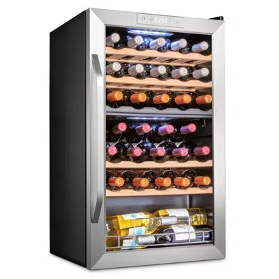 Ivation 33 Bottle Dual Zone Freestanding Wine Refrigerator In Stainless Steel
