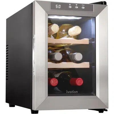 Ivation 6 Bottle Horizontal Thermoelectric Wine Cooler, Super Quiet Freestanding Wine Fridge - Stainless Ste In Stainless Steel