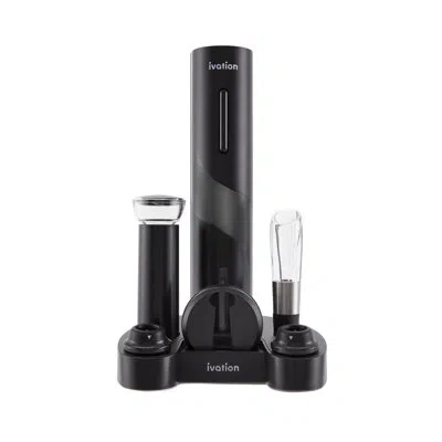 Ivation 7-piece Wine Gift Set | Wine Accessory Kit With Battery-operated Automatic Electric Bottle Opener, W In Black