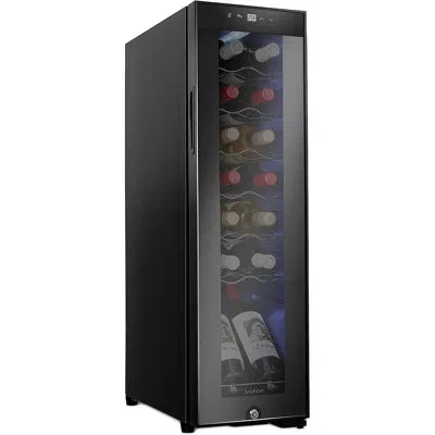 Ivation 9.9'' 14 Bottle Single Zone Free-standing Wine Refrigerator In Black