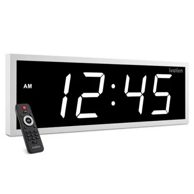Ivation Digital Wall Clock, Big Led Display, Timer, Alarms, Auto Brightness, Remote In White - Large