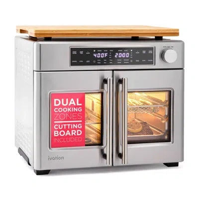 Ivation Dual Zone 10-in-1 Air Fryer & Toaster Oven - Up To 450°, 1800w Temperature Control In Stainless Steel