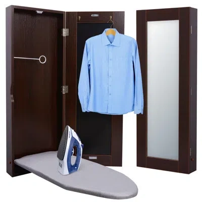 Ivation Foldable Wall Mounted Built-in Ironing Center In Walnut