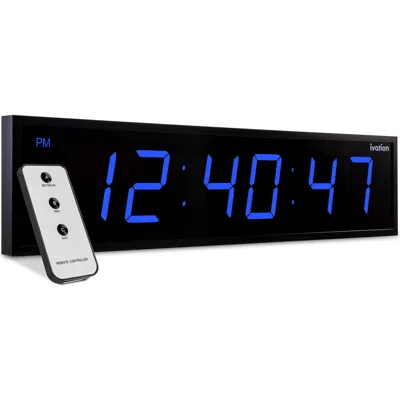 Ivation Large Digital Clock, 30 Led Wall Clock With 6-level Brightness & Mounting Hardware In Blue