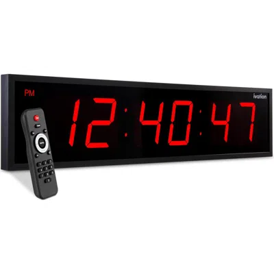 Ivation Large Digital Clock, 36 Led Wall Clock With Stopwatch, Alarms, Timer, Temp & Remote In Red