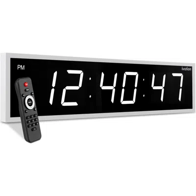 Ivation Large Digital Clock, 36 Led Wall Clock With Stopwatch, Alarms, Timer, Temp & Remote In White