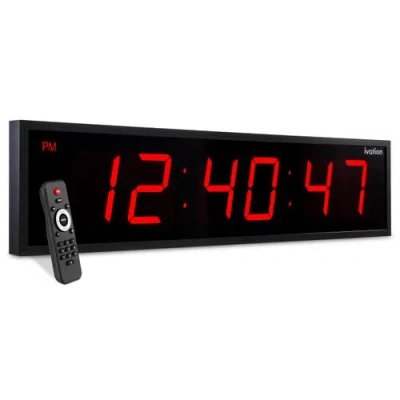 Ivation Large Digital Clock, 60 Led Wall Clock With Stopwatch, Alarms, Timer, Temp & Remote In Red