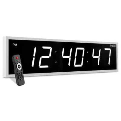 Ivation Large Digital Clock, 60 Led Wall Clock With Stopwatch, Alarms, Timer, Temp & Remote In Black