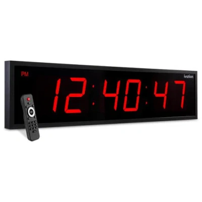 Ivation Large Digital Clock, 72 Led Wall Clock With Stopwatch, Alarms, Timer, Temp & Remote In Red