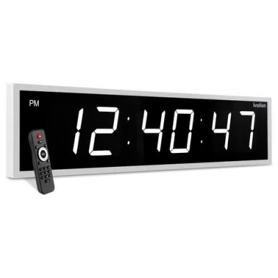 Ivation Large Digital Clock, 72 Led Wall Clock With Stopwatch, Alarms, Timer, Temp & Remote In White
