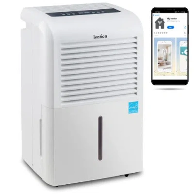 Ivation Smart Wi-fi Dehumidifier With Pump, Hose Connector, And Wheels In White