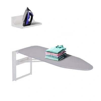 Ivation Wall-mounted Ironing Board With Storage Shelf In Gray