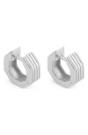 Ivi Los Angeles Octagon Huggie Hoop Earrings In Silver