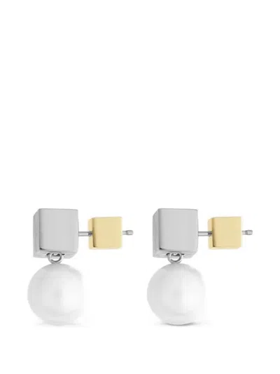 Ivi Pearl-drop Cube Earrings In Metallic