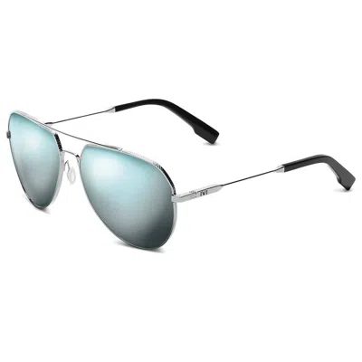 Ivi Vision Men's Blake Aviator Sunglasses In Chrome / Blue Chrome Flash In Transparent