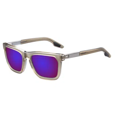 Ivi Vision Men's Gravita Sunglasses In Dust - Matte Grey / Amethyst Flame Flash Lens In White