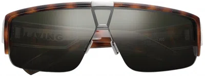 Ivi Vision Men's Living Sunglasses In Polished Classic Tortoise / Green Grey Lens In Brown