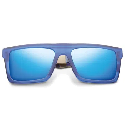 Ivi Vision Men's Sepulveda Sunglasses In Matte Midway Blue-antique Brass/pacific Blue