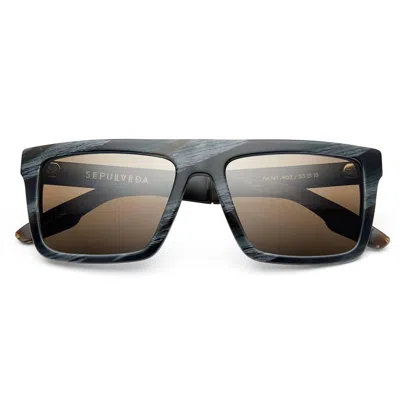 Ivi Vision Men's Sepulveda Sunglasses In Polished Double Horn - Black / Bronze Polarized In Grey